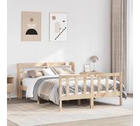 Teenpull Lit en bois massif sans matelas 150 x 200 cm en bois de pin non traité, cadre de lit stable avec tête de lit et étagères indépendantes, cadre de lit pour meubles de chambre à coucher