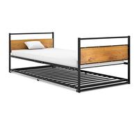 Teenpull Lit gigogne en métal noir 90 x 200 cm, multifonction, pour deux personnes, avec 6 roulettes, sommier à lattes stable, pour chambre à coucher et chambre d'amis