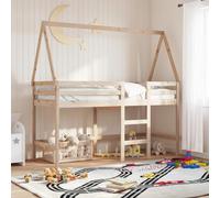 Teenpull Lit mezzanine, 90 x 200 cm, en bois massif de pin naturel, avec échelle, toit et protection anti-chute, lit simple, chambre d'adolescent, système de lit peu encombrant pour jouer et dormir en