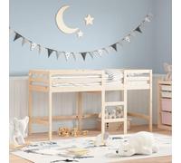 Teenpull Lit mezzanine, pour enfant, avec échelle, 80 x 200 cm, en pin massif, simple, robuste, pour garçons et filles, peu encombrant, naturel
