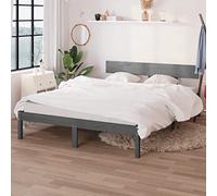 Teenpull Lit moderne en bois massif gris 120 x 190 cm avec tête de lit stable, cadre élégant comme meuble pour votre chambre à coucher, plateforme de lit idéale pour des nuits reposantes.