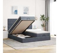 Teenpull Lit ottoman 180 x 200 cm en velours gris foncé rembourré avec matelas et tête de lit, cadre de lit avec espace de rangement, mécanisme de levage hydraulique, meuble de chambre pour des nuits