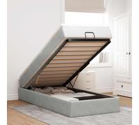 Teenpull Lit ottoman avec espace de rangement, cadre en velours rembourré gris clair, matelas à ressorts et surmatelas, ensemble de meubles plateforme de 90 x 190 cm pour un sommeil réparateur.