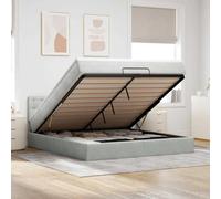 Teenpull Lit ottoman avec matelas à ressorts ensachés, en velours gris clair, 160 x 200 cm, tête de lit rembourrée, éclairage LED intégré, cadre de lit robuste, ensemble de meubles de plate-forme