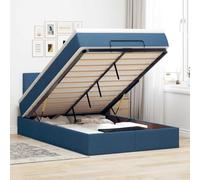 Teenpull Lit ottoman avec matelas, bleu, 120 x 200 cm, en tissu rembourré, cadre de lit avec tête de lit, espace de rangement intégré, mécanisme de levage hydraulique pour un sommeil réparateur
