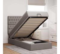 Teenpull Lit ottoman avec matelas, éclairage LED, tissu taupe, 80 x 200 cm, housse en velours, espace de rangement, mécanisme de levage hydraulique, ensemble de meubles de chambre à coucher