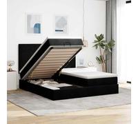 Teenpull Lit ottoman avec matelas et LED, noir, 160 x 200 cm, tissu, espace de rangement, ressorts ensachés, ensemble de meubles de chambre à coucher modernes