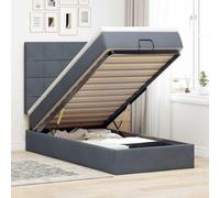 Teenpull Lit ottoman avec matelas, gris foncé, 90 x 190 cm, tissu velours, mécanisme de levage hydraulique, espace de rangement confortable, kit de couchage complet
