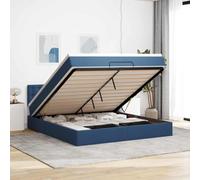 Teenpull Lit Ottoman avec Matelas Ressorts Ensachés, Cadre de Lit Rangement Tissu Bleu 180x200cm, LED Intégrées, Surmatelas Confortable