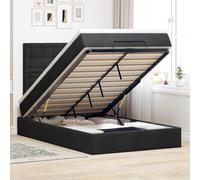 Teenpull Lit ottoman en velours noir, 120 x 200 cm, avec matelas à ressorts ensachés, surmatelas et éclairage LED, espace de rangement hydraulique, ensemble de meubles de chambre à coucher robustes