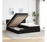 Teenpull Lit ottoman en velours noir 200 x 200 cm avec tête de lit, espace de rangement intégré, mécanisme de levage hydraulique, matelas à ressorts ensachés, ensemble de meubles