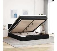 Teenpull Lit ottoman en velours noir 200 x 200 cm, lit capitonné avec tête de lit, matelas et espace de rangement, ensemble complet de meubles de chambre à coucher pour un sommeil réparateur