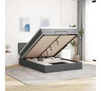 Teenpull Lit ottoman gris foncé, 140 x 190 cm, en tissu rembourré, avec matelas et éclairage LED, espace de rangement hydraulique, plate-forme stable avec tête de lit