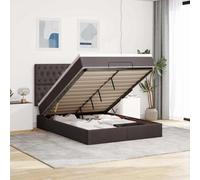 Teenpull Lit ottoman marron foncé, tissu rembourré, 140 x 190 cm, double cadre avec matelas, surmatelas et tête de lit, ensemble de lit avec espace de rangement hydraulique pour votre chambre à