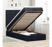 Teenpull Lit ottoman noir 90 x 190 cm avec housse en tissu avec matelas à ressorts ensachés, espace de rangement intégré, mécanisme de levage hydraulique pour chambre à coucher