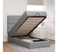 Teenpull Lit ottoman rembourré, avec matelas, gris clair, 90 x 190 cm, en tissu, cadre simple avec tête de lit, fonction de rangement, meubles de chambre à coucher, surmatelas