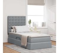 Teenpull Lit Plateforme avec Rangement Hydraulique et LED RGB, Gris Clair, 90x200 cm, Cadre Robuste en Métal, Tête de Lit en Polyester pour Chambre, Optimisation d'Espace