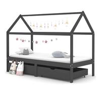 Teenpull Lit pour enfant, avec tiroirs, en pin massif, 90 x 200 cm, avec sommier à lattes et roulettes, pour chambre d'enfant, style cabane dans les arbres, maison de jeu et lieu de couchage