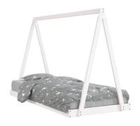 Teenpull Lit pour enfant en pin massif blanc 90 x 200 cm avec sommier à lattes stable, design tipi, convient pour chambre d'enfant et chambre à coucher, évolutif, robuste, concept scandinave moderne