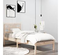 Teenpull Lit simple classique en pin non traité, 90 x 190 cm, cadre simple avec tête de lit stable, base de plate-forme robuste pour meubles de chambre à coucher
