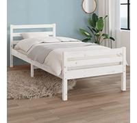 Teenpull Lit simple moderne en bois de pin massif blanc 90 x 200 cm avec tête de lit, cadre de lit stable comme plate-forme pour matelas, meubles de chambre élégants pour un sommeil réparateur.