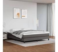 Teenpull Lit Sommier à Lattes Gris 180x200 cm, Similicuir Durable, Matelas à Ressorts Ensachés, Support Moyen-Dur, Confort Optimal