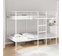 Teenpull Lit superposé, blanc, 107 x 203 cm, cadre de lit en acier robuste, pour chambre d'enfant et invités, meuble double peu encombrant avec échelle, plate-forme de sommeil sécurisée, sans matelas