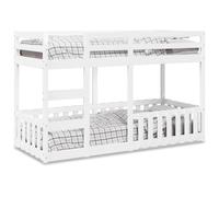 Teenpull Lit superposé blanc 75 x 190 cm en pin massif, cadre de lit stable avec plateforme pour un surmatelas sûr, meuble peu encombrant pour enfants et invités