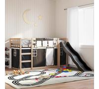 Teenpull Lit superposé en pin massif avec toboggan et rideaux, 90 x 190 cm, cadre de lit d'enfant, meuble de chambre à coucher, meuble de chambre à coucher, plate-forme de couchage sécurisée, blanc et