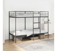 Teenpull Lit superposé noir, 90 x 190 cm, en acier, sans matelas, cadre en métal solide pour enfants et invités, base de couchage peu encombrante avec échelle intégrée et protection anti-chute.