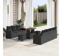 Teenpull Lot de 10 canapés de jardin en polyrotin noir 90 x 55 x 71 cm - Canapé moderne avec coussins - Résistant aux intempéries et confortable pour le jardin