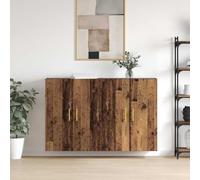 Teenpull Lot de 2 armoires murales aspect bois vieilli 69,5 x 34 x 90 cm avec porte pour salon, cuisine, salle à manger, rangement peu encombrant