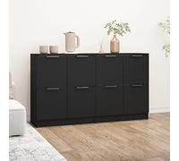 Teenpull Lot de 2 buffets en matériau dérivé du bois - Noir - 60 x 30 x 70 cm - Armoire de buffet minimaliste avec espace de rangement - Facile d'entretien - Pour salon, salle à manger