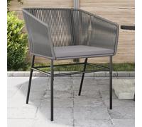 Teenpull Lot de 2 chaises de jardin avec coussin gris en rotin synthétique résistant aux intempéries, cadre en acier revêtu par pulvérisation, charge maximale 110 kg, résistant aux UV, 63 x 63 x 83 cm