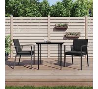 Teenpull Lot de 2 chaises de jardin avec coussins, noires, 56,5 x 57 x 83 cm, en polyrotin résistant aux intempéries, robustes pour l'extérieur, max. 110 kg