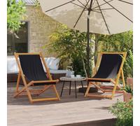 Teenpull Lot de 2 chaises de plage pliantes en bois d'eucalyptus - Réglables - 110 kg - Pour jardin, plage, camping en plein air - Meubles de terrasse