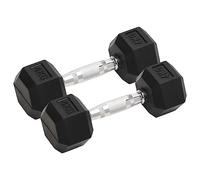 Teenpull Lot de 2 haltères courtes de 8 kg en fonte avec revêtement en caoutchouc - Design hexagonal anti-roulement - Poignée en acier chromé - Pour entraînement de musculation, entraînement à