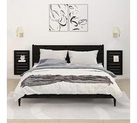 Teenpull Lot de 2 tables de chevet murales en pin massif noir, 40 x 17,5 x 63 cm, étagères murales flottantes pour chambre à coucher, étagère flexible, rangement peu encombrant