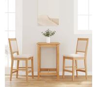 Teenpull Lot de 2 tabourets de bar en bois de caoutchouc massif naturel avec coussins, chaises de comptoir ergonomiques pour cuisine et salle à manger