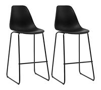 Teenpull Lot de 2 tabourets de bar modernes en plastique noir avec dossier ergonomique, siège de salle à manger