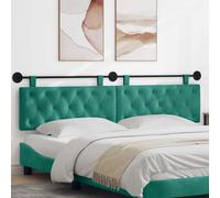 Teenpull Lot de 2 têtes de lit suspendues avec lumière LED en velours turquoise, 210 x 55 x 7 cm, avec fixation murale, panneau rembourré pour chambre à coucher, chambre d'amis, chambre d'adolescent