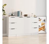 Teenpull Lot de 3 buffets buffet avec espace de rangement, en bois blanc, 30 x 30 x 70 cm et 60 x 30 x 70 cm, pour salon, salle à manger, cuisine, rangement polyvalent
