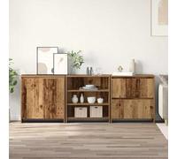 Teenpull Lot de 3 buffets en bois vieilli 70 x 41 x 75 cm, avec porte à charnière, espace de rangement spacieux pour salon, salle à manger