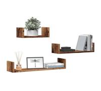 Teenpull Lot de 3 étagères murales flottantes effet bois vieilli pour salon, chambre à coucher, cuisine, capacité de charge de 40 kg, gain de place, polyvalentes