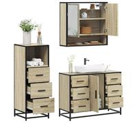 Teenpull Lot de 3 meubles de salle de bain en chêne Sonoma - En métal et verre - 65 x 20 x 60 cm - Meuble de salle de bain moderne