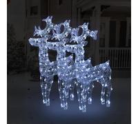 Teenpull Lot de 3 rennes en acrylique - 60 x 16 x 100 cm - Résistant aux intempéries - Avec éclairage LED blanc froid - Économie d'énergie - Pour jardin, balcon, intérieur - Éclairage de fête