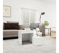 Teenpull Lot de 3 tables gigognes en bois blanc - Table d'appoint peu encombrante pour salon, chambre à coucher, design moderne, alternative de table basse