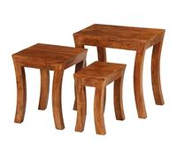 Teenpull Lot de 3 tables gigognes en bois d'acacia massif, marron miel, 50 x 35 x 50 cm, table d'appoint polyvalente pour salon et chambre à coucher, déjà assemblée