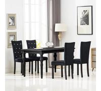 Teenpull Lot de 4 chaises de salle à manger, velours noir, cadre en bois robuste, rembourrage confortable, boutons en cristal glamour, 43 x 51 x 98 cm, design moderne pour salle à manger et cuisine