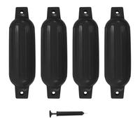 Teenpull Lot de 4 garde-boue en PVC noir - 41 x 11,5 cm - Avec pompe - Accessoires pour bateaux - Pour ancre, investisseur, chevalet et amarrage au port, lac, rivière et mer